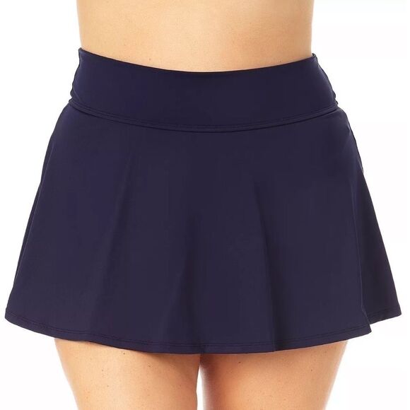 Anne Cole Women's Plus Size Color Rock Skirt Swim Bottom in Blue Size 20W Navy - Picture 1 of 11
